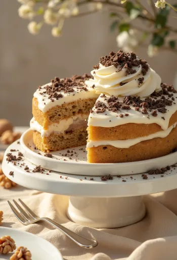 Kue kenari kastanye dengan krim kaya dan kenari