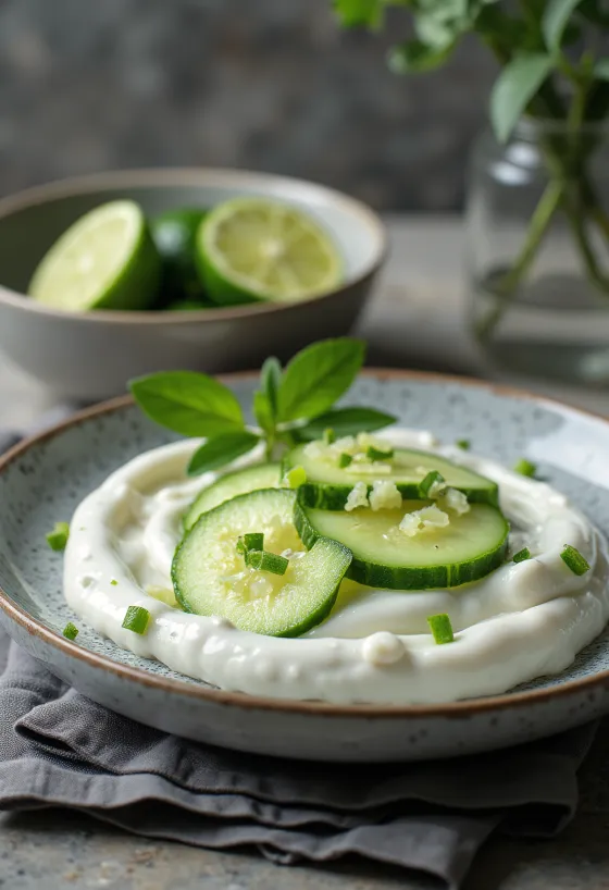 Saus jeruk nipis timun adas disajikan