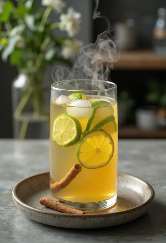 Cider jeruk nipis mint dalam mug