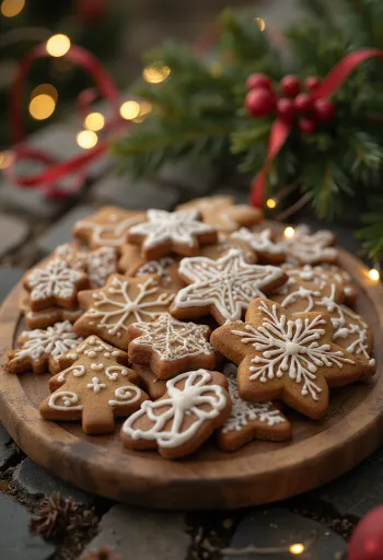 Kue jahe madu dengan bentuk-bentuk Natal