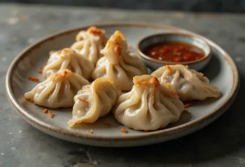 Momo isi daging domba dikukus, disajikan