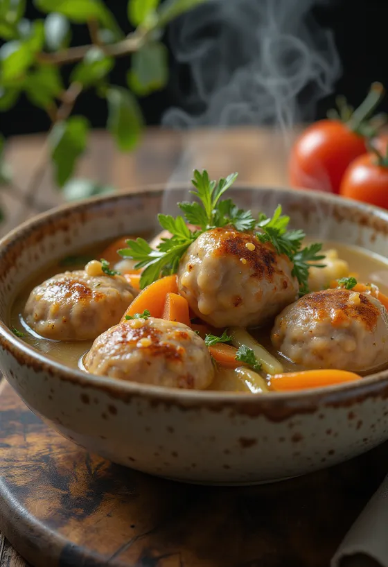 Albóndigas disajikan