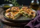 Calzone artichoke dipanggang cokelat keemasan di piring