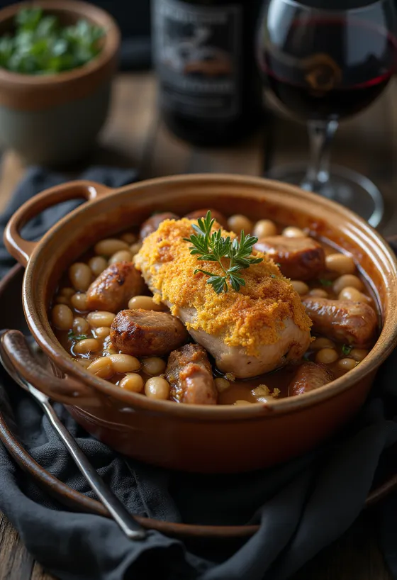 Cassoulet hidangan kacang daging Prancis disajikan