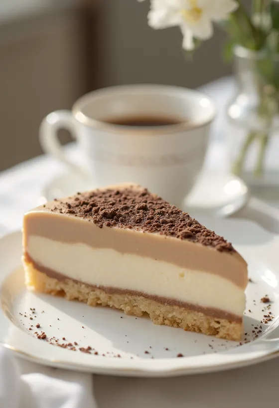 Kue mousse kastanye dalam penyajian elegan