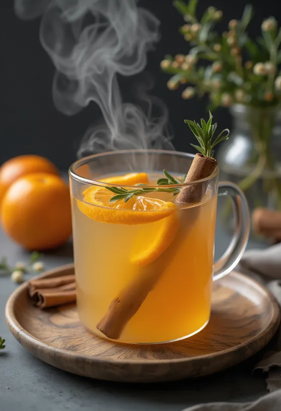 Cider jeruk mandarin disajikan dalam gelas