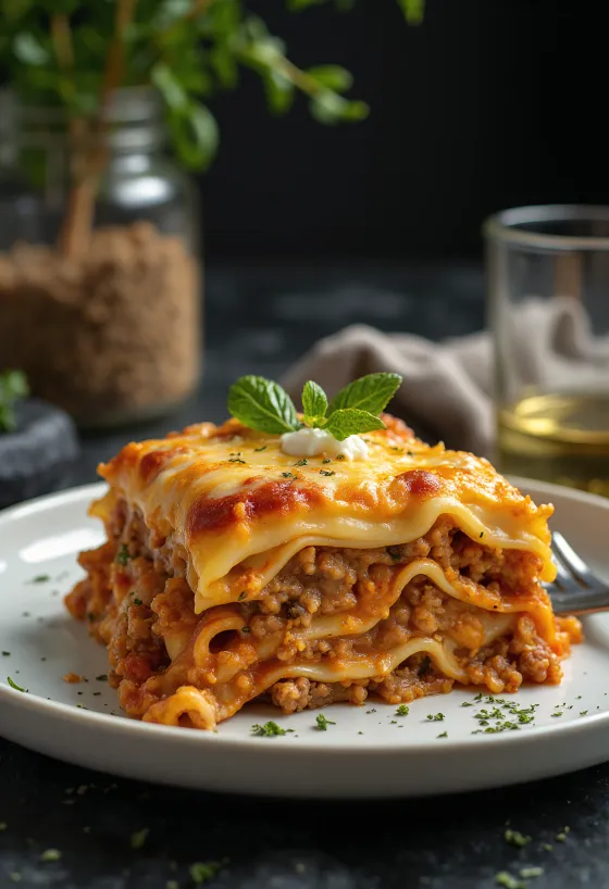 Lasagna Italia berlapis dengan daging sapi giling saus tomat dan bechamel creamy