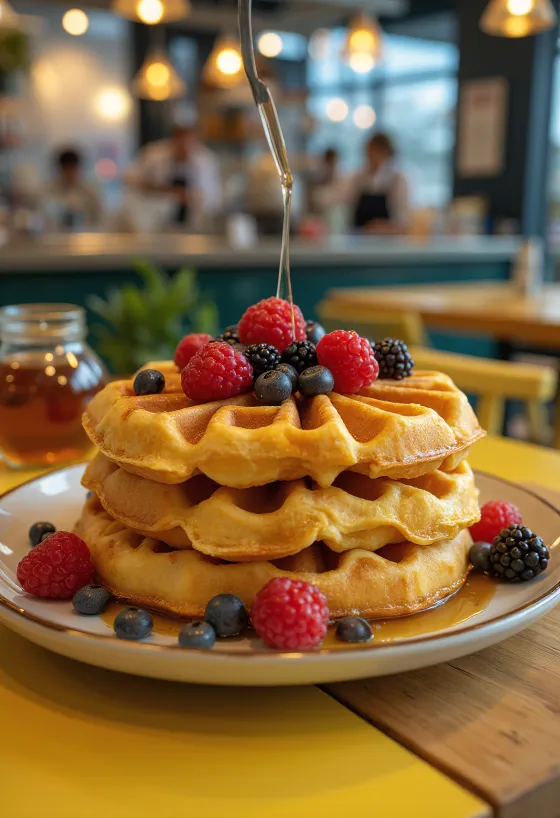 Wafel raksasa disajikan