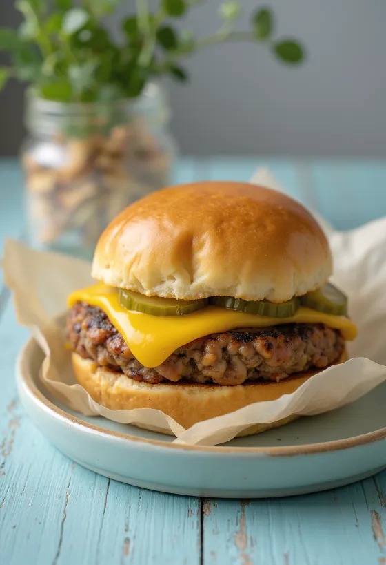 Burger keju vegan dengan sayuran segar