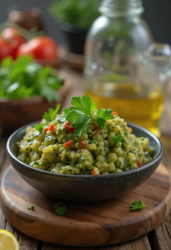 Saus Chimichurri disajikan dengan hidangan panggang