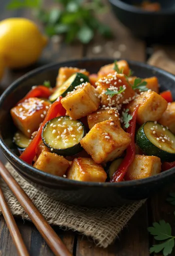 Tahu goreng bawang putih di wok