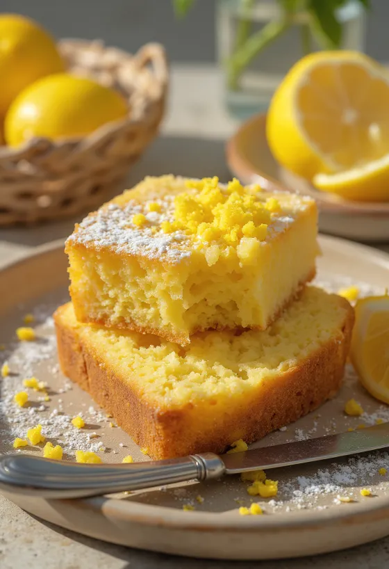 Kue lemon bebas gluten dihiasi dengan irisan lemon segar