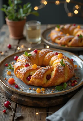Roti Natal Meksiko Rosca de Reyes yang baru dipanggang
