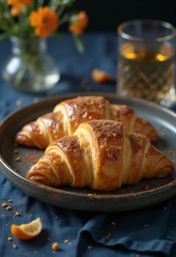 Croissant kayu manis Spanyol yang baru dipanggang