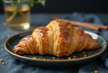 Croissant kayu manis Spanyol yang baru dipanggang