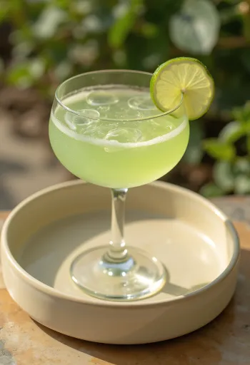 Koktail Daiquiri dihiasi dengan irisan jeruk nipis
