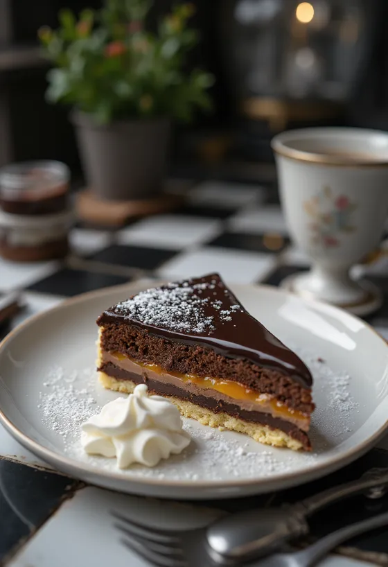 Kue Sacher disajikan