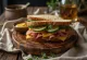 Sandwich bakar isi daging sapi asap dan keju meleleh