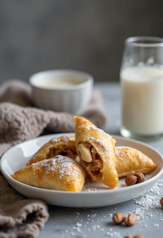 Samosa selai cokelat kacang baru dipanggang