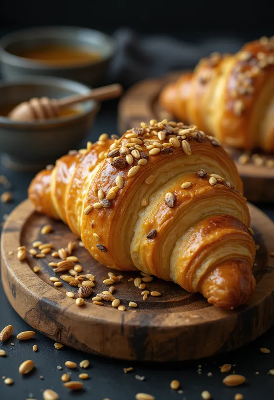 Croissant biji bunga matahari disajikan