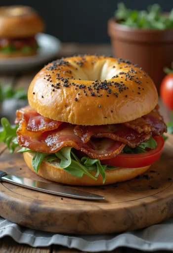 Sandwich bagel daging sapi asap
