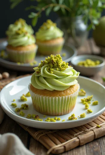 Cupcake double pistachio disajikan