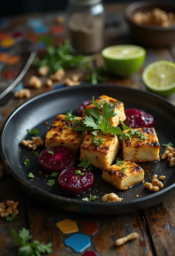 Tahu pedas jeruk nipis dengan salad bit