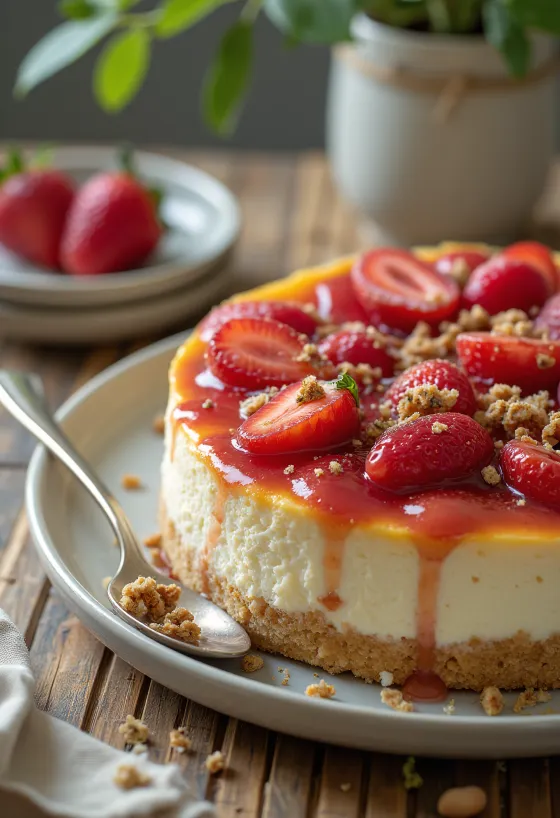 Cheesecake bebas gluten dengan buah segar