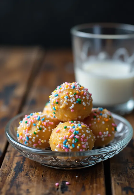 Bola-bola punch digulingkan dalam permen warna-warni