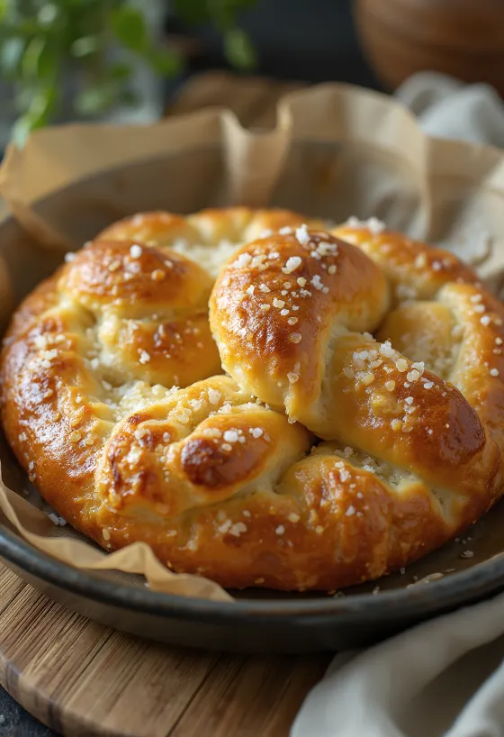 Pretzel parmesan baru dipanggang