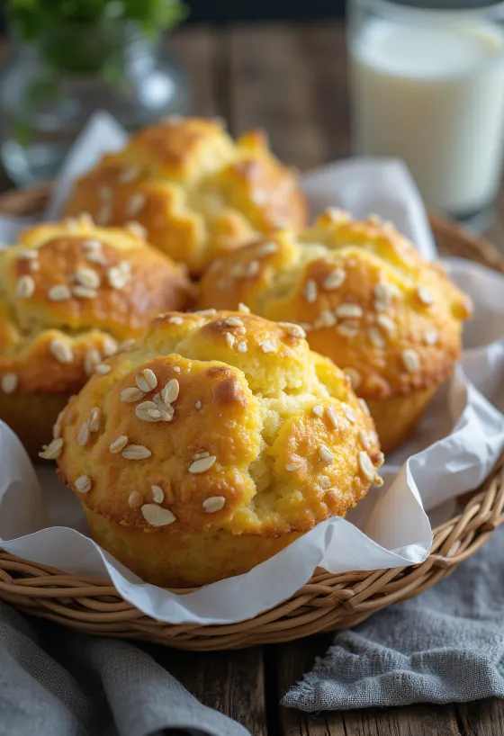 Muffin oat keju cottage disajikan