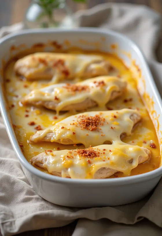 Dada ayam saus keju krim asam disajikan