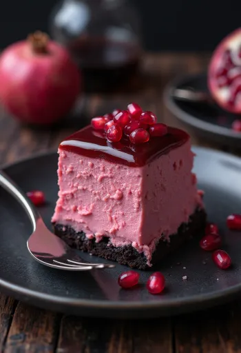 Kue mousse delima disajikan