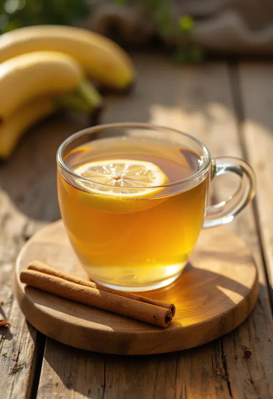 Teh pisang mint dalam cangkir