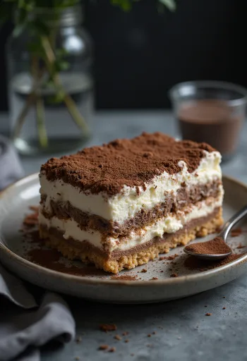 Kue es krim Viennetta tiramisu dengan kakao dan cokelat