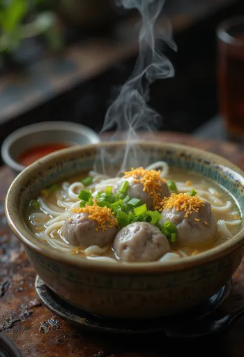 Bakso disajikan