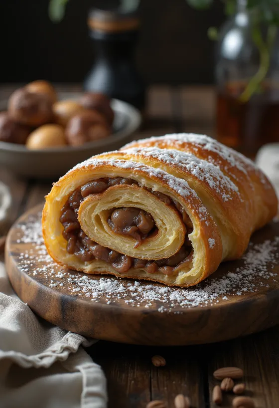 Bejgli chestnut dipotong-potong, dihias