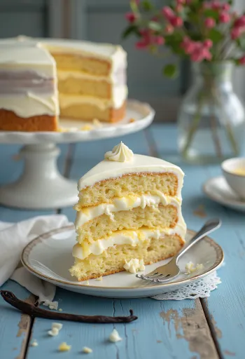 Kue krim vanila disajikan