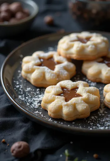 Kue Linzer Chestnut disajikan di atas piring