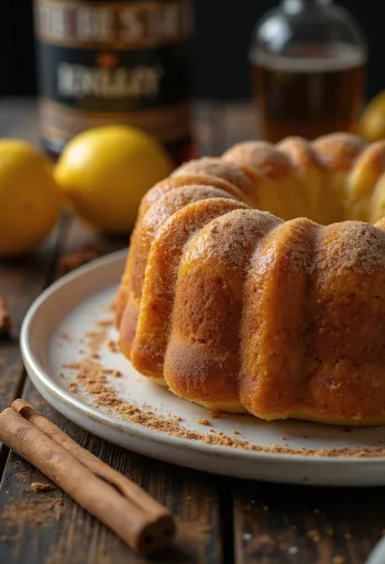 Bolu kuglof lemon kayu manis disajikan