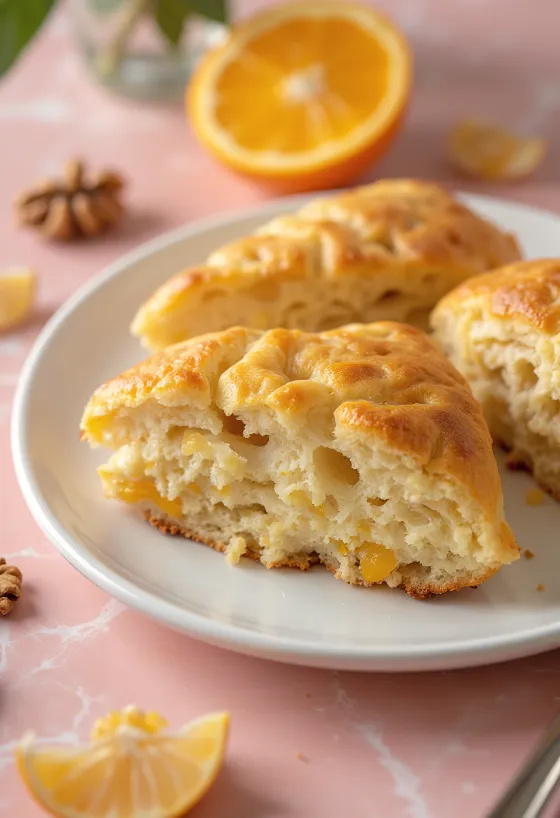 Scone kenari jeruk disajikan