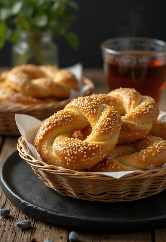 Simit - cincin wijen Turki disajikan