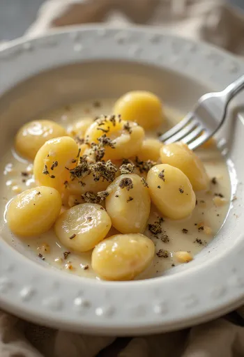 Gnocchi truffle disajikan