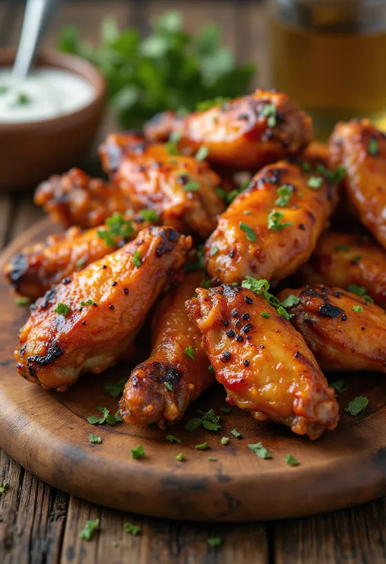 Sayap ayam bumbu rempah disajikan