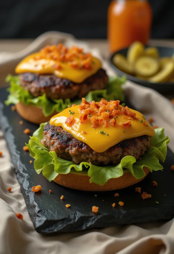Burger habanero menggigit disajikan