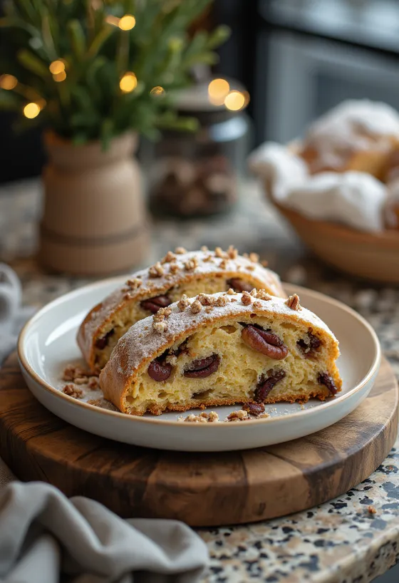 Stollen pecan disajikan