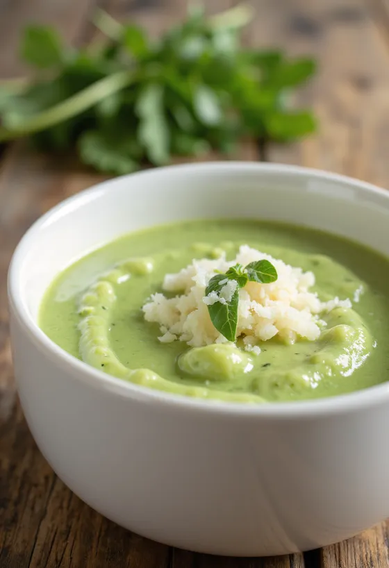 Saus arugula krim disajikan