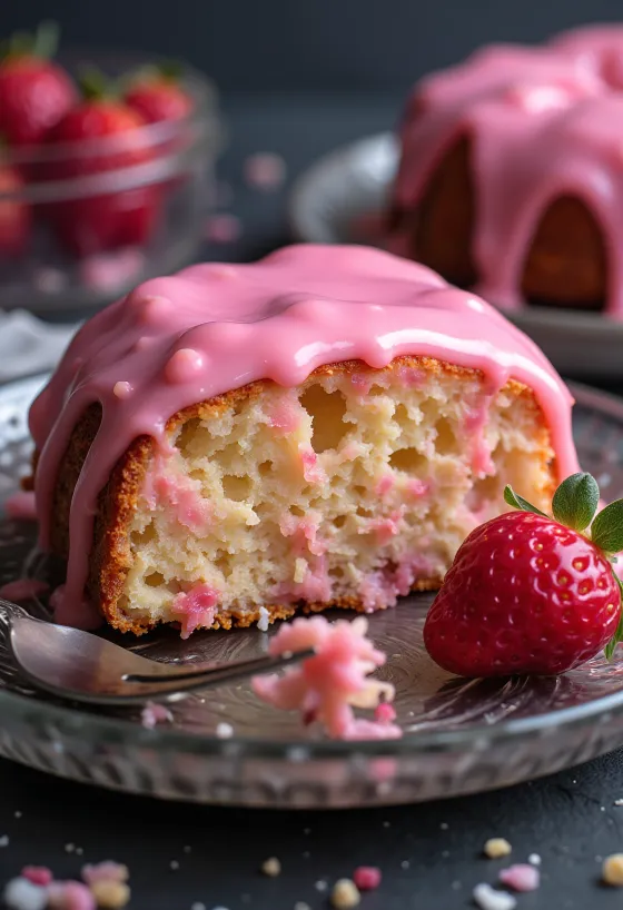 Kue punch vegan disajikan dengan hiasan buah