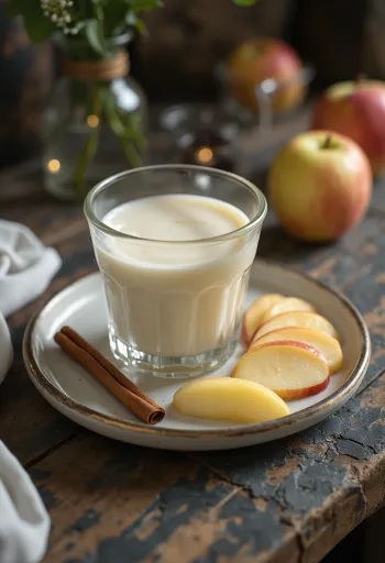 Panna cotta sari apel disajikan