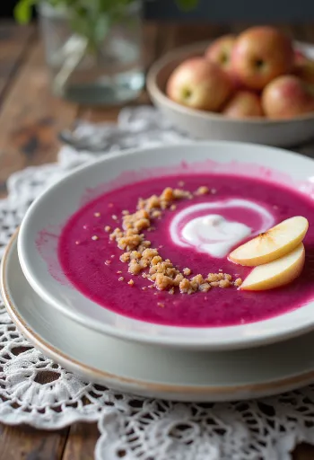 Sup krim bit apel berwarna merah tua